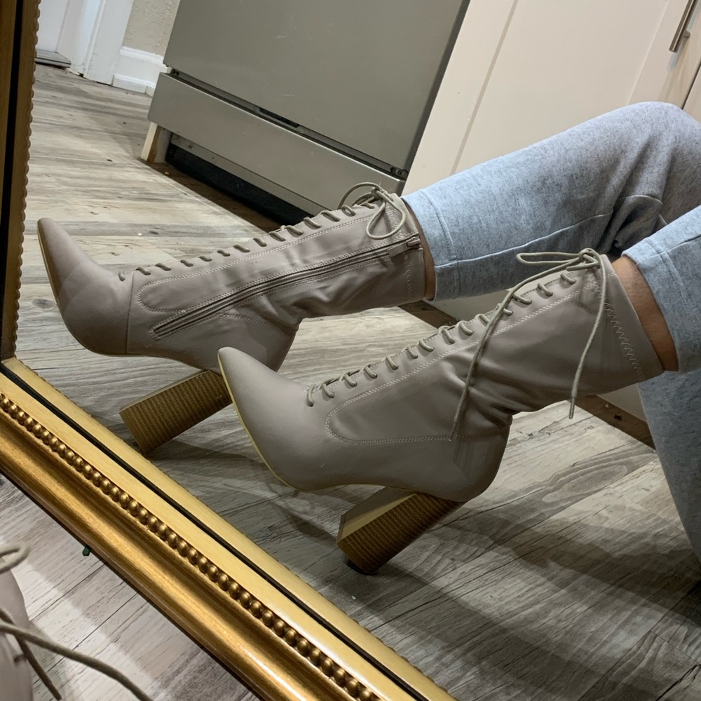 Nude Lace up Boots
